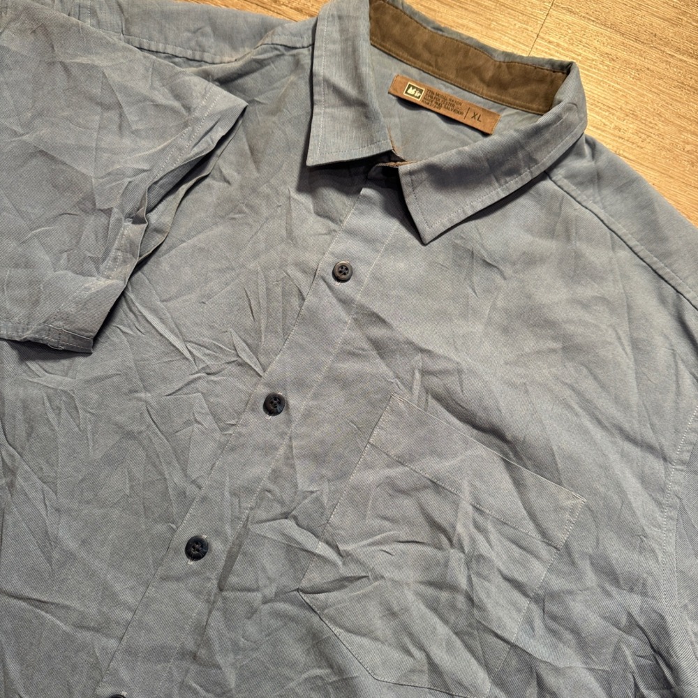REI Shirt Mens XL Blue Modal Rayon Hiking Outdoor Travel Lightweight Gorpcore